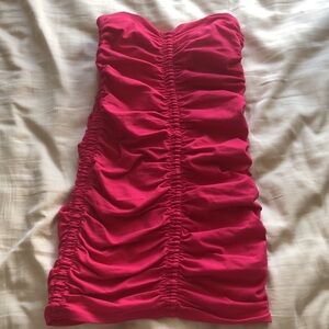 ZARA Hot Pink Ruching Tube Mini dress small